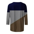 thumbnail image 4 of ATOYSOY Women's Color Block Pullover Workout Casual Shirts Loose Tops Fashion Retro Crew Neck Sweatshirts Outwear 3/4 Sleeve Tees Fall Winter Brown L, 4 of 5