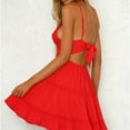 thumbnail image 4 of Femmes Fronde Robe Backless Été Bretelles Robe Dentelle Coutures Femmes Vestidos, 4 of 7