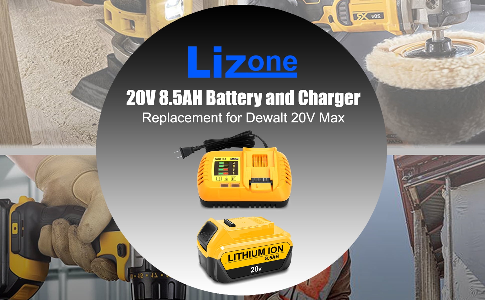 20V Max 8.5Ah Extended Capacity Battery and Charger Kit for DEWALT 20V Max XR Battery and Charger Combo 8.0Ah DCB208 7.0Ah DCB207 6.0Ah DCB206 5.0Ah DCB205-2 4.0Ah DCB204-2 Lithium Battery + Charger