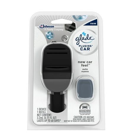 Glade PlugIns Car Air Freshener Stater Kit, New Car Feel, 0.11 fl