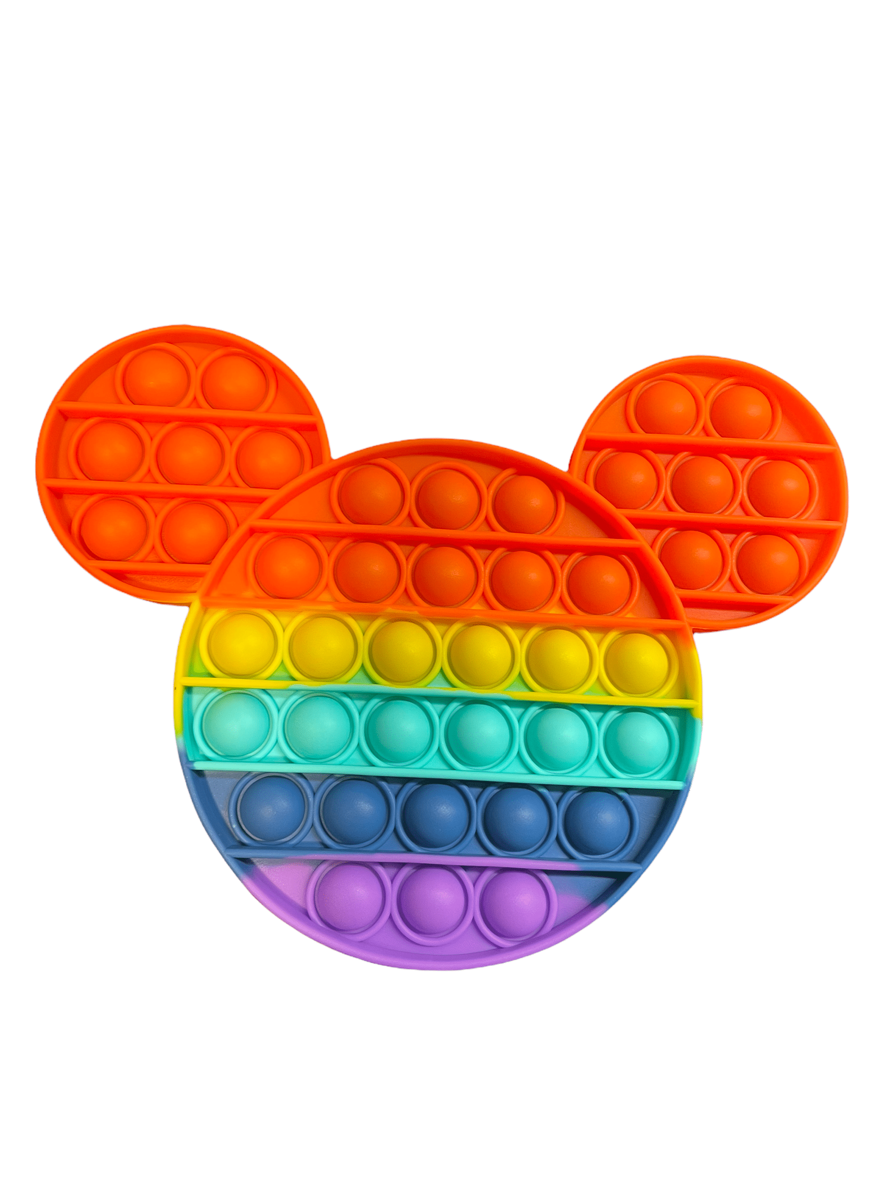 Mickey Mouse Shaped Rainbow Colored Bubble Pop Fidget approx 8 inches x 6 inches 