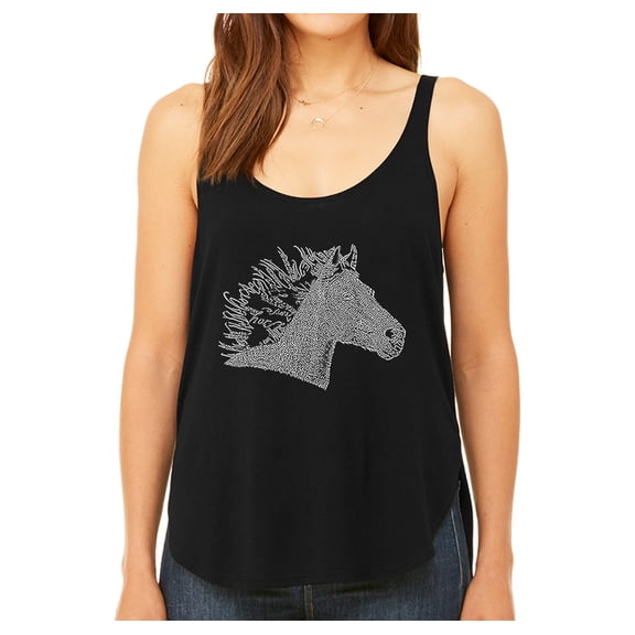 LA Pop Art Women's Word Art Flowy Tank Top - Horse Mane