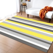 Area Rugs 2x3 Ft Geometric Stripes Yellow Grey Non-Slip Washable Rug Indoor Rug Floor Mats Non Shedding Carpet for Living Room Bedroom Dining Room Home Decor