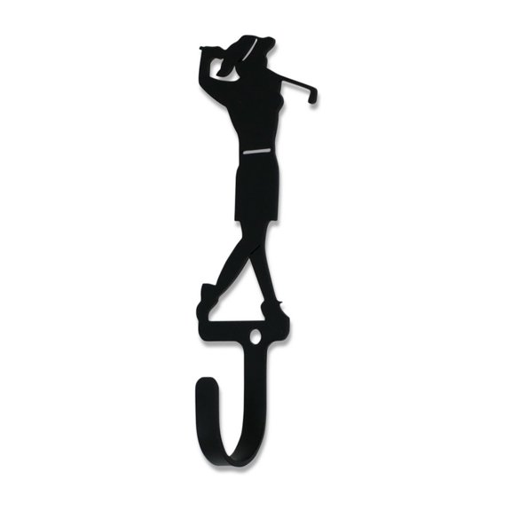 Metal Wall Hook with Golfer Accent, Small, Black