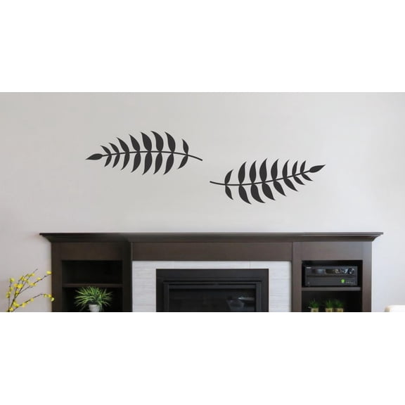 Large Floral Decals Decorative Leaf Art Wall Stickers Accent Home Decor set/2 Black