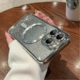 thumbnail image 3 of for iPhone 14 Pro Max Magnetic Glitter Case Compatible with MagSafe,Camera Lens Protector Full Protection Elegant Anti-Scratch Dust-Proof Net Case Cover for iPhone 14 Pro Max Silver, 3 of 15
