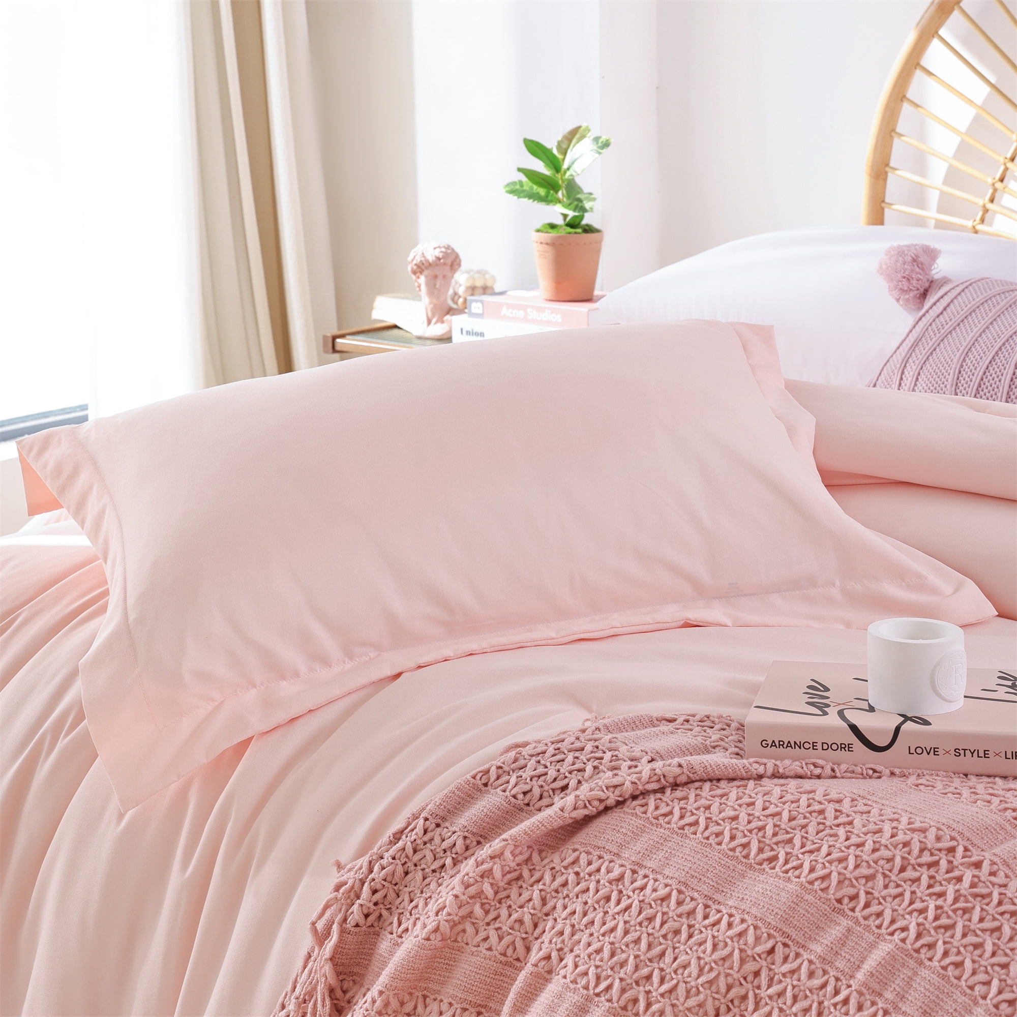 SPRINDAY Queen Comforter Set For Adult, 3 Piece Blush Red Comforter Sets & Bedding For All Season