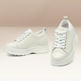 thumbnail image 3 of CMR CHAMARIPA Height Increasing Sneakers - Off White Leather Casual Elevator Shoes For Women 2.76 Inches / 7 CM, 3 of 8