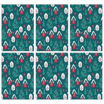 6 Pcs Funny Kitchen Towels,Dark Teal Christmas Village Pattern Microfiber Dish Towels,Kitchen Tea Towels,Kitchen Towel Set (18" X 26")