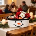 thumbnail image 5 of Twfbrm Christmas Gift Basket, 12 x 5 Inch Reusable Woven Basket with Snowman Form and Armless Handles Design, Holiday Decorative Woven Organizer Basket for Xmas Gifts, Home Decor, 5 of 7