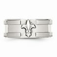 thumbnail image 4 of White Stainless Steel Ring Band Wedding Fleur de lis 10mm Brushed & Polished, 4 of 6