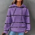 thumbnail image 2 of IROINNID Sales Hoodie for Women Stripe Long Sleeve Drawstring Hoodie Casual Waffle Pullover Tops,Purple, 2 of 6