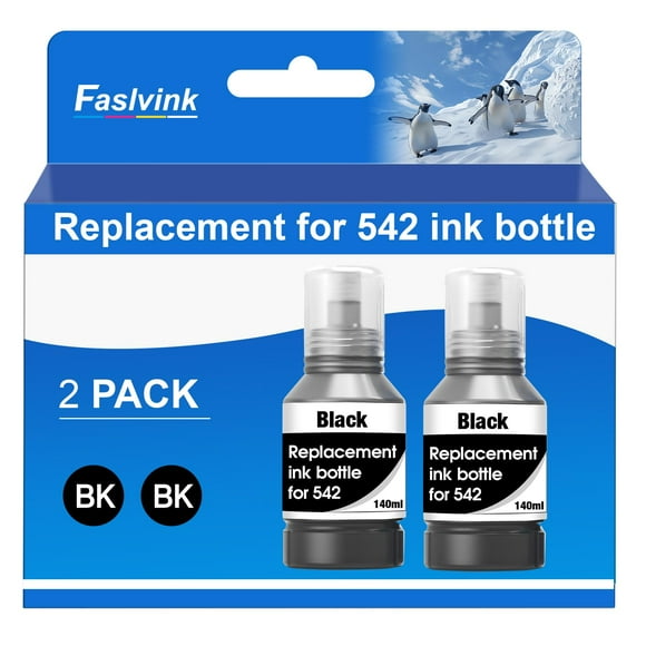 Botellas de recarga de tinta Faslvink 542 negras compatibles con ET-5150/5850