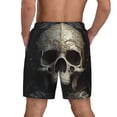 thumbnail image 2 of Lsque Mens Swim Trunks Gold Pattern Skull Pattern - Bathing Suit Compression Liner - Beach Swim Shorts Swimwear - (S-3XL) - Stretch Quick Dry -XX-Large, 2 of 9