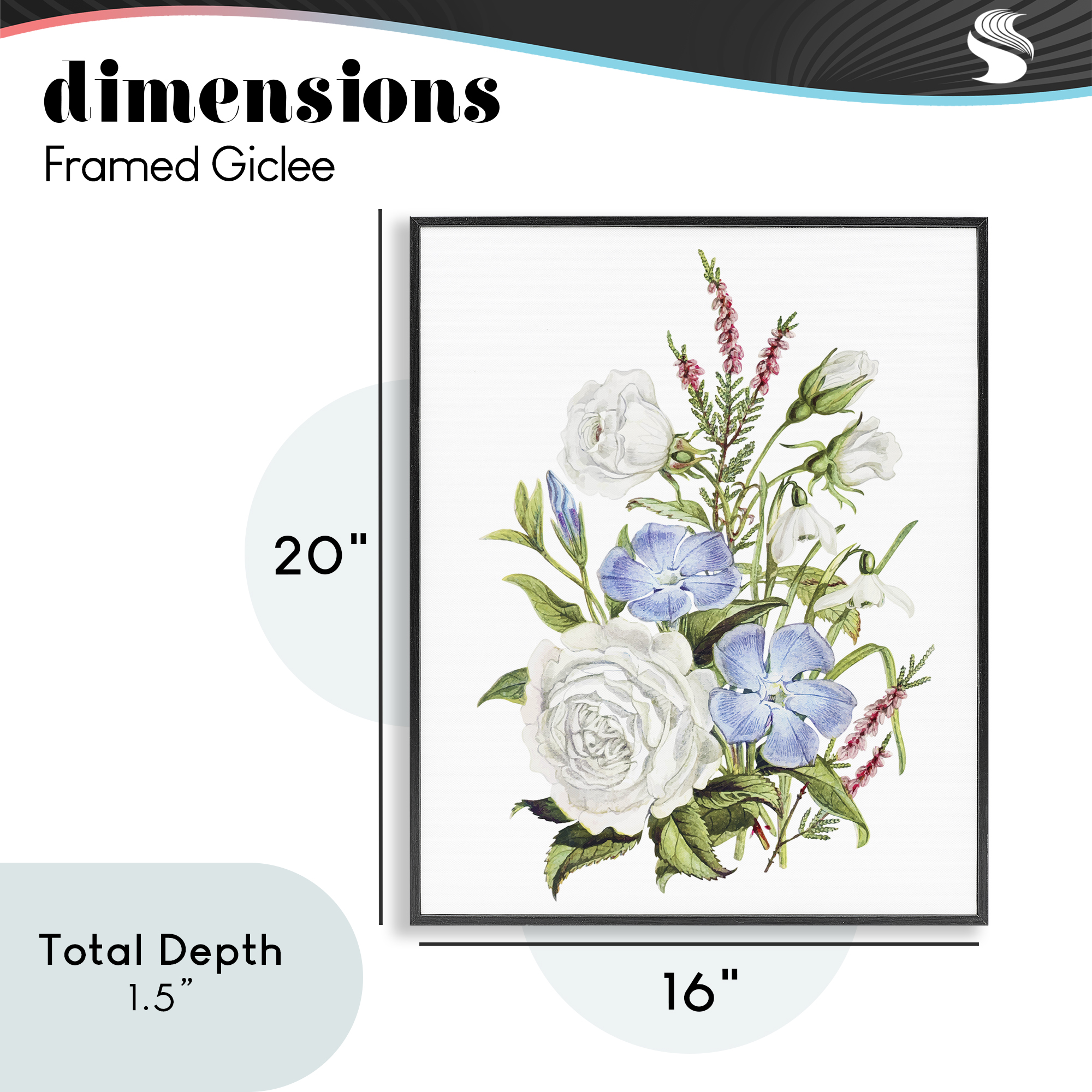 Bountiful Floral Bouquet Black Framed Giclee Art, design by Lettered and Lined