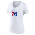 thumbnail image 2 of Women's White Philadelphia 76ers Logo V-Neck T-Shirt, 2 of 3