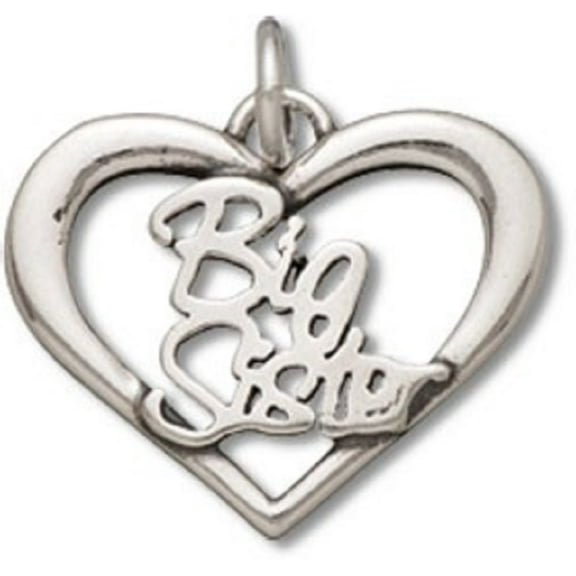 Sterling Silver 16" .8mm Box Chain Big Sister Heart Pendant Necklace