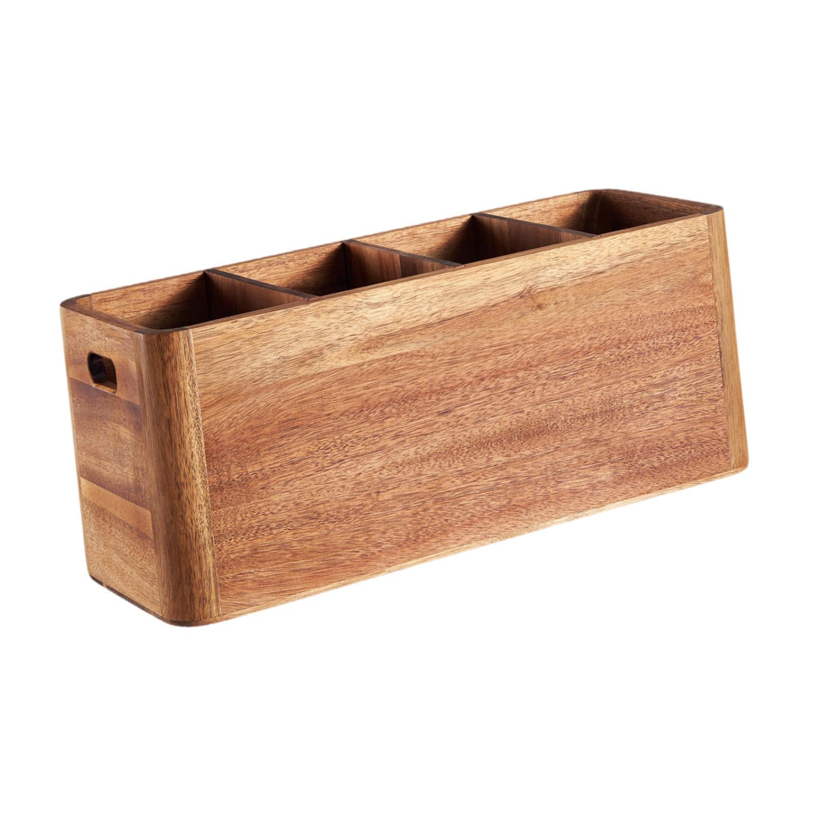 Fiocias Acacia Wood Utensil Holder Cutlery Drainer Easy to Clean Chopsticks Holder Spoon