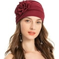 thumbnail image 2 of Dalrosia Women Turban Beanie Hat with Flower Chemo Headwear Elastic Head Wrap Cap, 2 of 7