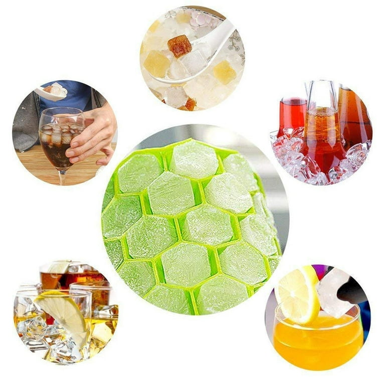 Silicone Ice Cube Tray - Honeycomb Shaped Flexible Ice Trays With Covers -  BPA Free Silicone Ice Tray Molds With Removable Lid 