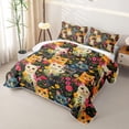 thumbnail image 3 of jejeloiu Cartoon Cat Wildflower Bed Spread Queen Kids,Colorful Garden Print Queen Coverlet Set,3 Pieces, 3 of 7
