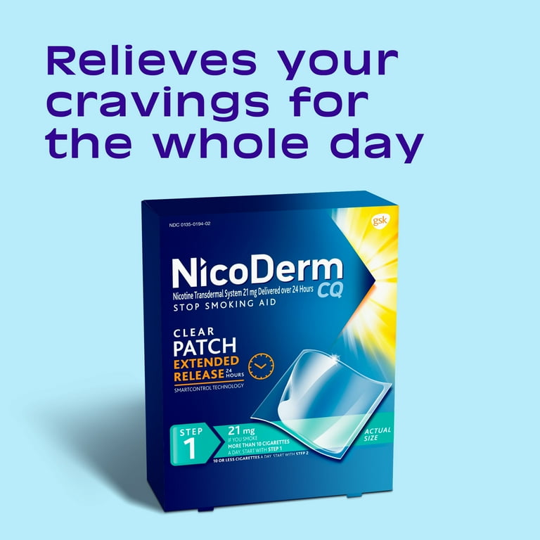 Nicoderm CQ Step 1 Extended Release Nicotine Patches to Stop Smoking, 21  Mg, 14 Count - Walmart.com