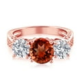thumbnail image 2 of Gem Stone King 18K Rose Gold Plated Silver Red Garnet and Lab Grown Diamond Engagement Ring for Women | 2.50 Cttw | Round 7MM | Gemstone January Birthstone | Size 7, 2 of 4
