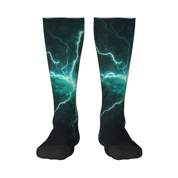 Balery Green Lightning Flash Calcetines novedosos Calcetines deportivos Calcetines hasta la rodilla Calcetines de algodón Calcetines originales y geniales
