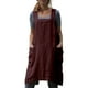 thumbnail image 1 of Delantal cuadrado tipo pechera para mujer, para cocinar, hornear y trabajar en la jardinería, vestido de mezcla de algodón y lino con espalda cruzada y 2 bolsillos, 1 of 7
