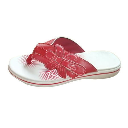 

Black and Friday Deals 2023 Clearance under $5 JINMGG Womens Slippers Plus Clearance Women s Shoes Flat Low-heeled Floral Flip Flops Sandals Casual Beach Slippers Red 40