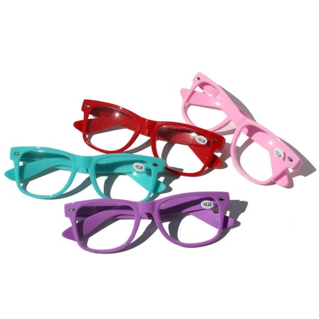 2 Pairs Colorful Reading Glasses - Comfortable Stylish Simple Readers Rx Magnification