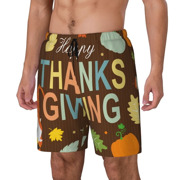 Balery Happy Thanksgiving With Gnome Bañador para hombre, shorts de playa de secado rápido con entrepierna y forro de compresión-3X-Large