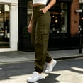 thumbnail image 2 of Ghalytn Women's Elastic Waist Cargo Jogger Pants - Multi-Pocket Tapered Ankle Cuff Casual Outdoor Bottoms, 2 of 7