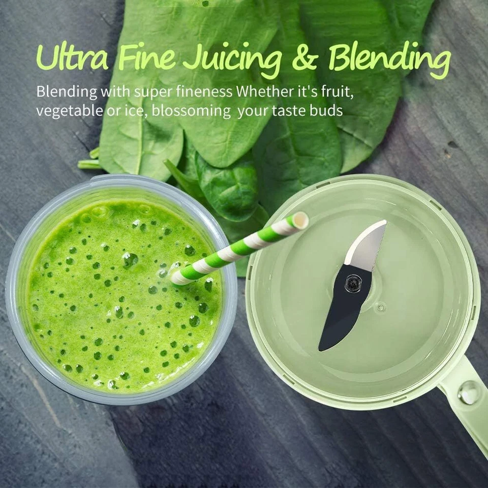 Portable Blender Juicer Cup Usb Rechargeable Smoothies Mixer Fruit Machine Green