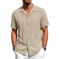 thumbnail image 2 of GENTS BLISS Men Linen Shirts Casual Short Sleeve Button Down Shirts for Men Beach Tops with Pocket, 2 of 10