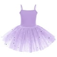 thumbnail image 4 of FYMNSI Little Girls Skirted Leotard Sparkly Sequin Camisole Ballet Tutu Dress Ballerina Dress Up Dance Outfit Gymnastics Costume for Kids Dancewear Stage Performance 5-6 Years Purple, 4 of 10
