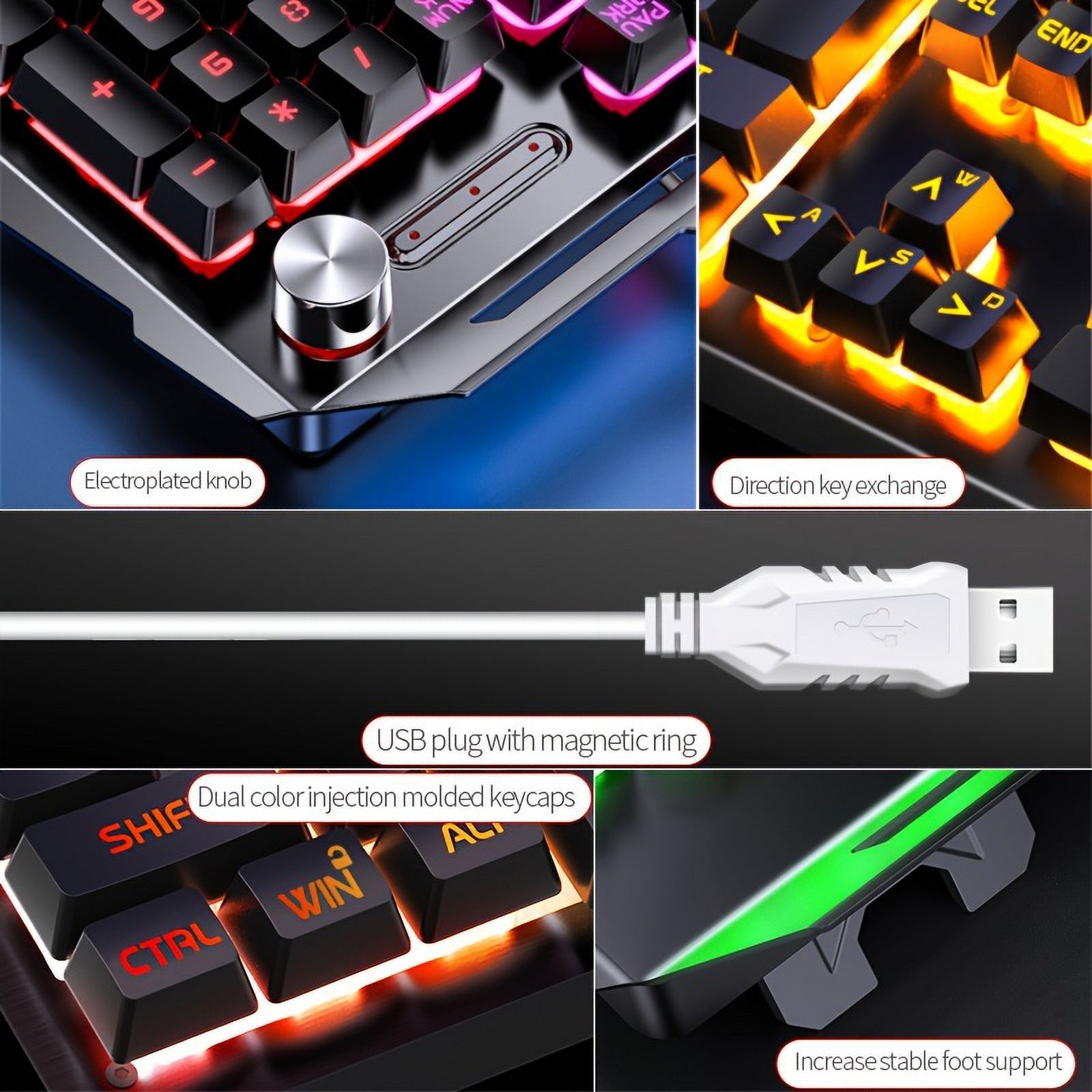 Computer Wired Keyboard, Universal USB Plug-in Illuminated Keyboard for Gaming, Typing, and Office Use, Suitable for Windows
