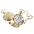 thumbnail image 3 of Daniel Steiger American Eagle Luxury Vintage Hunter Pocket Watch with Chain - 18k Gold Plating - Hand-Made Hunter Pocket Watch - Engraved Flying Eagle Design - White Dial with Black Roman Numerals, 3 of 5