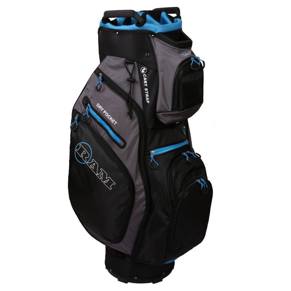 Ram Golf FX Deluxe Golf Cart Bag with 14 Way Dividers Black/Grey/Blue