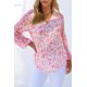 thumbnail image 1 of ABPHQTO Top de manga larga abullonada con cuello en V y estampado floral para mujer, 1 of 5
