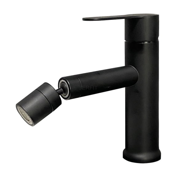 JERFIT Single Hole Bathroom Faucet, Matte Black Modern Vanity Sink Faucet with Single Handle for Easy Temperature Control