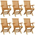 thumbnail image 2 of vidaXL Chaises de Jardin avec Coussins Rouges 6 Pcs Bois de Teck Massif, 2 of 5