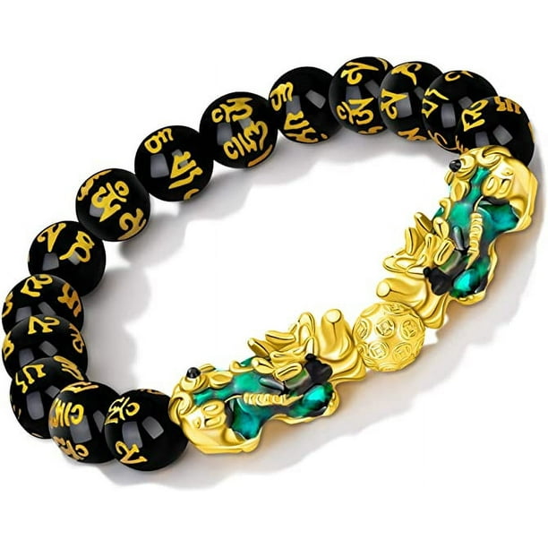 Pulsera de riqueza de obsidiana Feng Shui que cambia de color, pulsera Pai Show, pulsera con cuentas de hechizo de dragón, atrae riqueza y buena suerte, adecuada para hombres/mujeres, piedra Sincero Electrónica