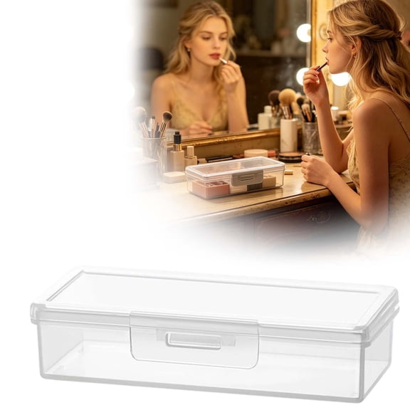 Portable Clear Cotton Swab Case 4 x 1.6 x 1.8 Inch Toiletry Organizer, Small Floss Holder Empty Container with Dustproof Lid, Travel Mini Storage Box, Travel Accessories