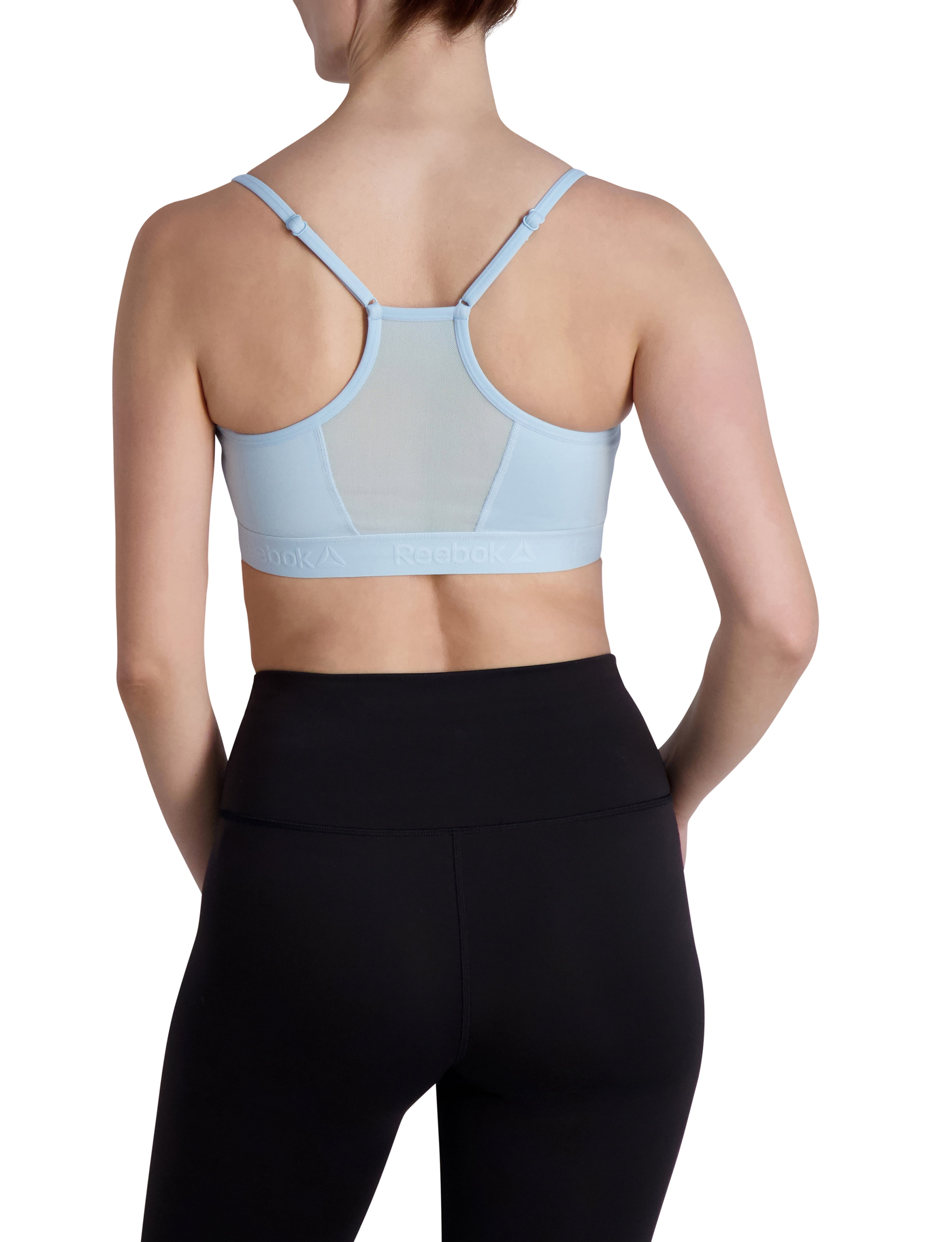 Reebok Women's Everyday Racerback Sports Bra with Mesh Panel and Removable Cups