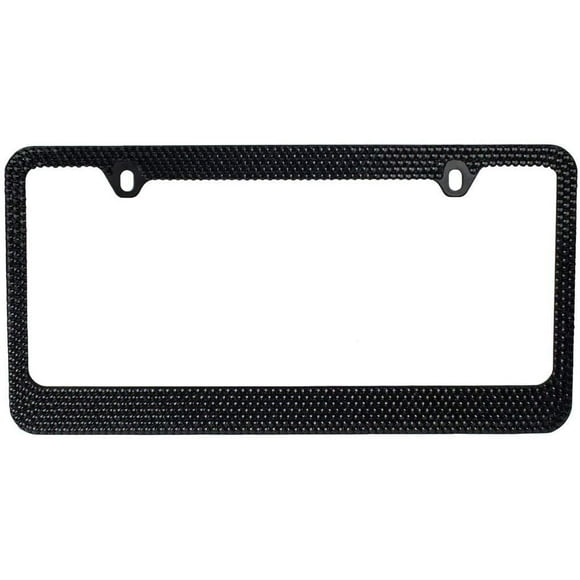 BLVD-LPF Cadre de Plaque d'Immatriculation Populaire Bling 7 Rangées Couleur Noire Cristal Métal Chrome avec Capuchons à Vis - 1 Cadre