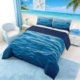 thumbnail image 3 of Manfei Gradient Blue Ocean Full Size Comforter Sets for Kids Boys and Girls, Sea Water Print Bedding Sets, Navy Reversible 3pcs, 1 Comforter and 2 Pillowcases, 3 of 6