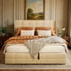 thumbnail image 2 of Cama elevable con espacio de almacenamiento, estructura de cama tapizada con cabecera moderna con respaldo alto, soporte de listones de madera, soporte hidráulico, no necesita somier, 2 of 9
