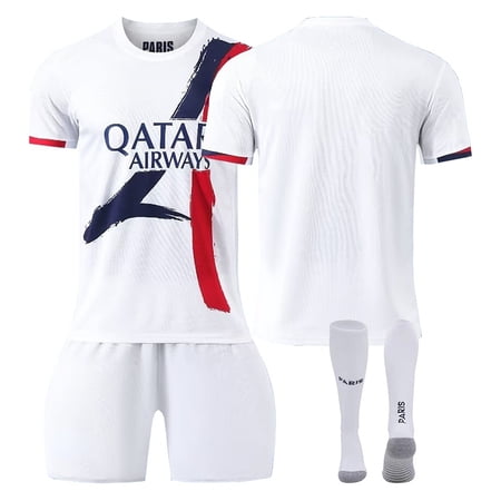 24/25 PSG White Away Soccer Activewear Print No Number Fans Training Football Jerseys Kits
