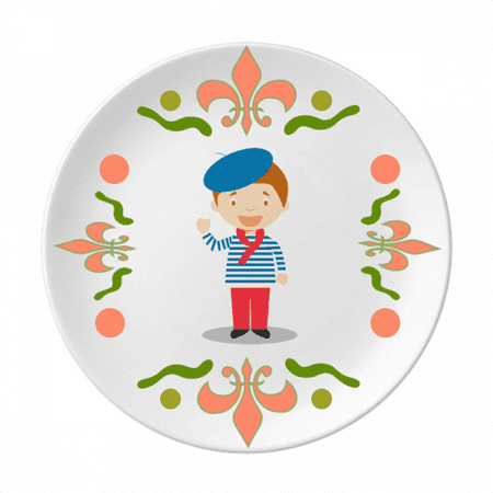 

Sea Blue France Cartoon Art Deco Fashion Flower Ceramics Plate Tableware Dinner Dish